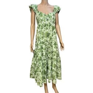 Abercrombie And Fitch Milkmaid Midaxi Maxi Dress XL Ruffle Sleeve Floral Tiered